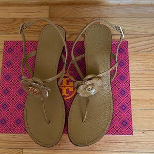 Tory Burch Wedge sandal, Leather, size - 9,5, Tan color